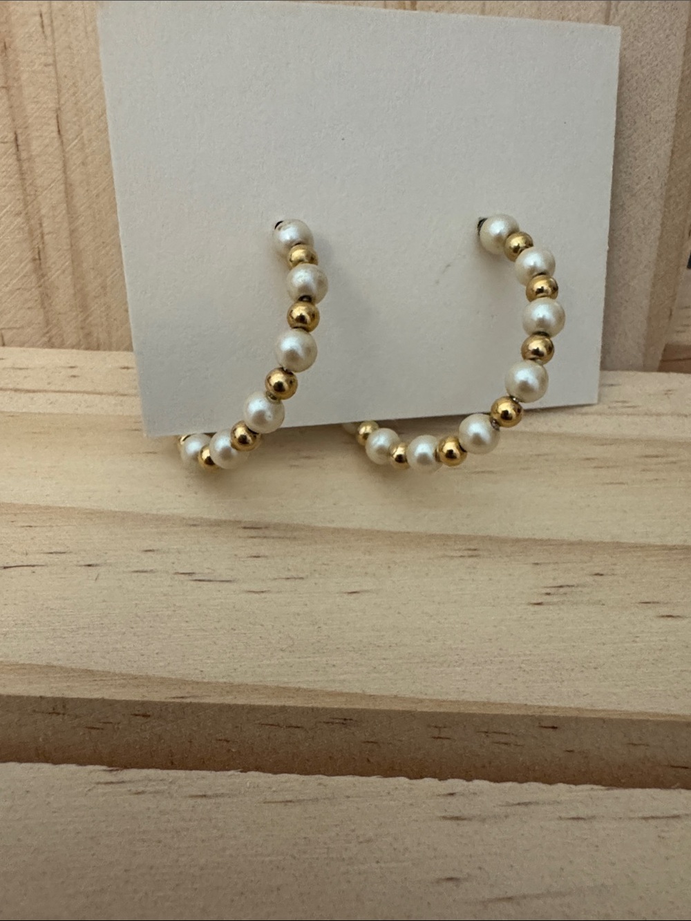 Avon Gold and Pearl Hoop Earrings